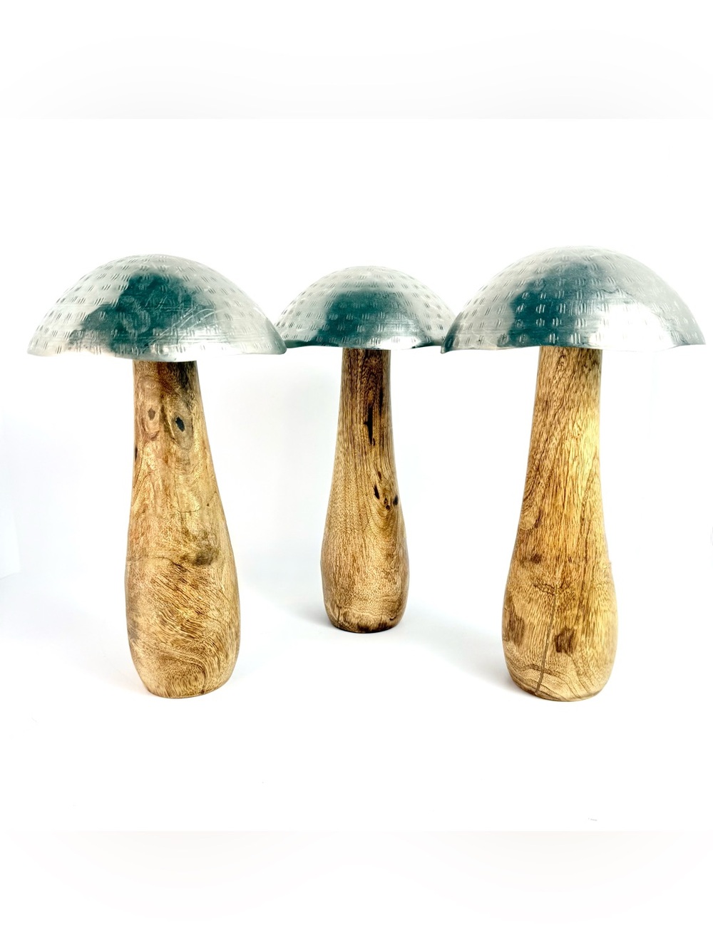 Three Laurel Grove Steel Metal & Wood Toadstool Mushroom Sculpture 10”Home Decor - Picture 11 of 15